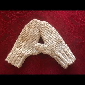 Handmade Cream Knit Mittens - Cozy Winter Gloves
